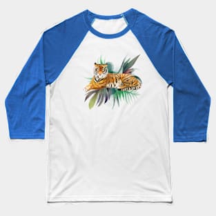 Tiger  and exotic flowers Baseball T-Shirt